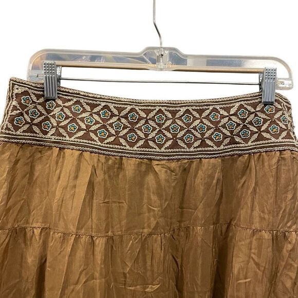 Kenar Womens Silk Maxi Skirt 12 Embellished Fairy Bead Ethereal Nomad Aesthetic - Picture 6 of 9